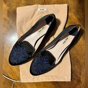 Miu miu blue velvet flats size 38.5